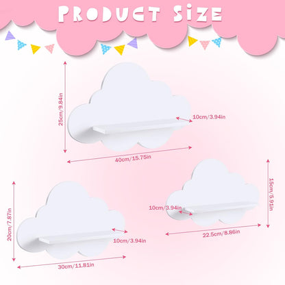 3 Pcs Floating Cloud Shelves for Wall White Wavy Small Floating Shelves for Bathroom Living Room Bedroom Corner Nursery Decor