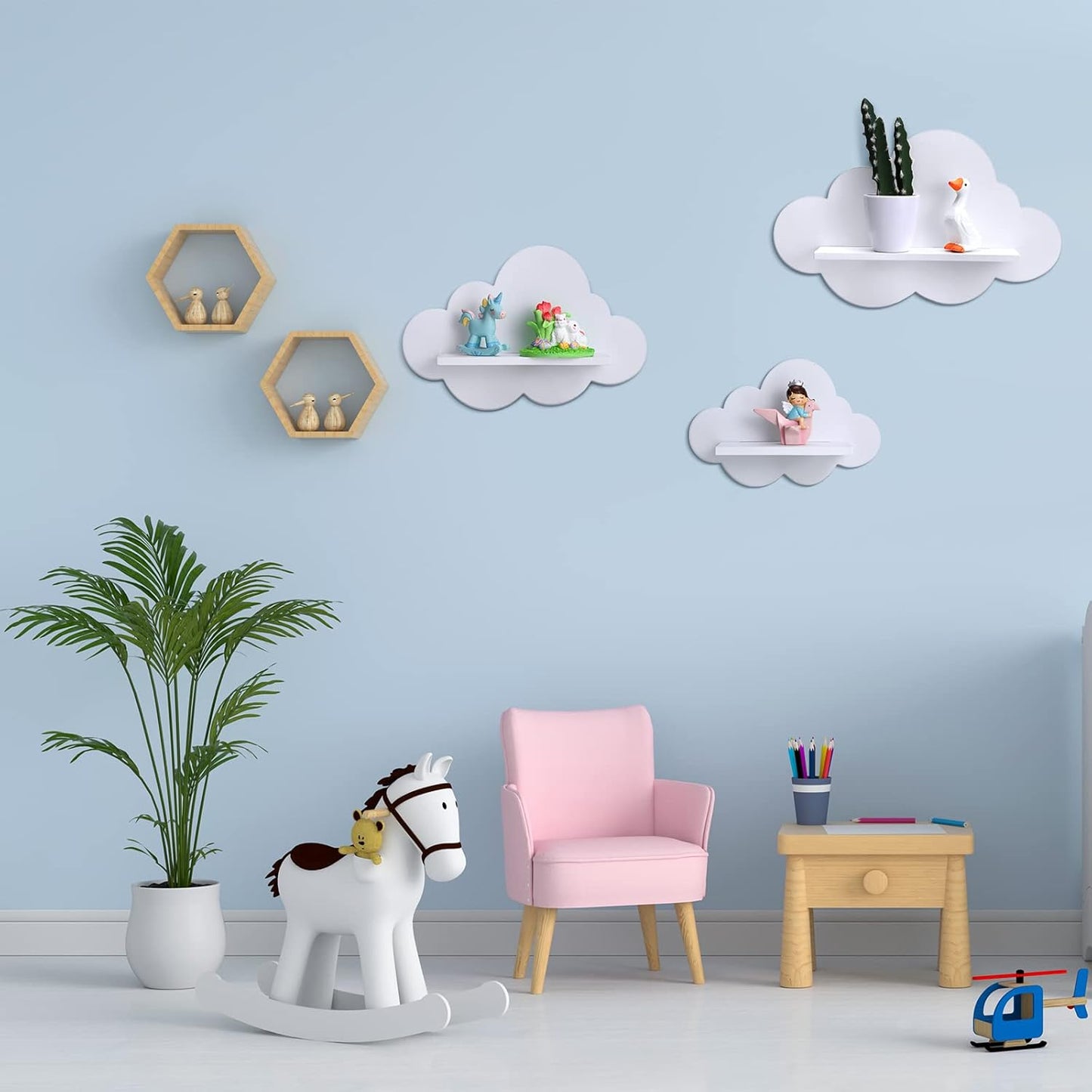 3 Pcs Floating Cloud Shelves for Wall White Wavy Small Floating Shelves for Bathroom Living Room Bedroom Corner Nursery Decor