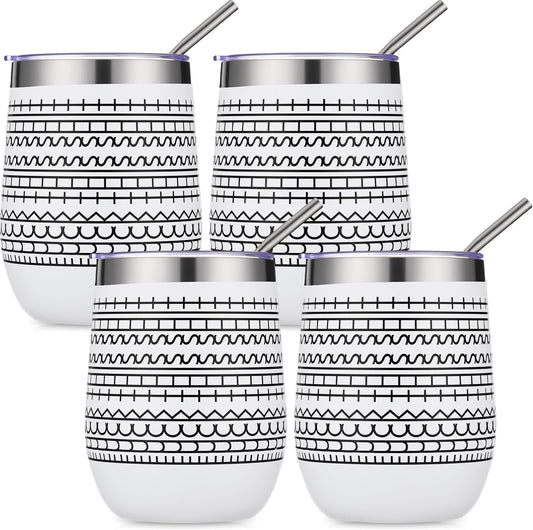 4 Pcs 12 oz Funny Message Coffee Mug Birthday White Elephant Gifts Stainless Steel Insulated Tumblers Wine Cup Gag Gift for for Employee Appreciation Coworkers Friends Father (White)