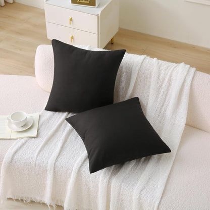 18" x 18" Throw Pillows, Outdoor Waterproof Pillows with Inserts, Square Decorative Pillows for Patio Furniture Garden Couch Sofa Home(Black, Set of 2)