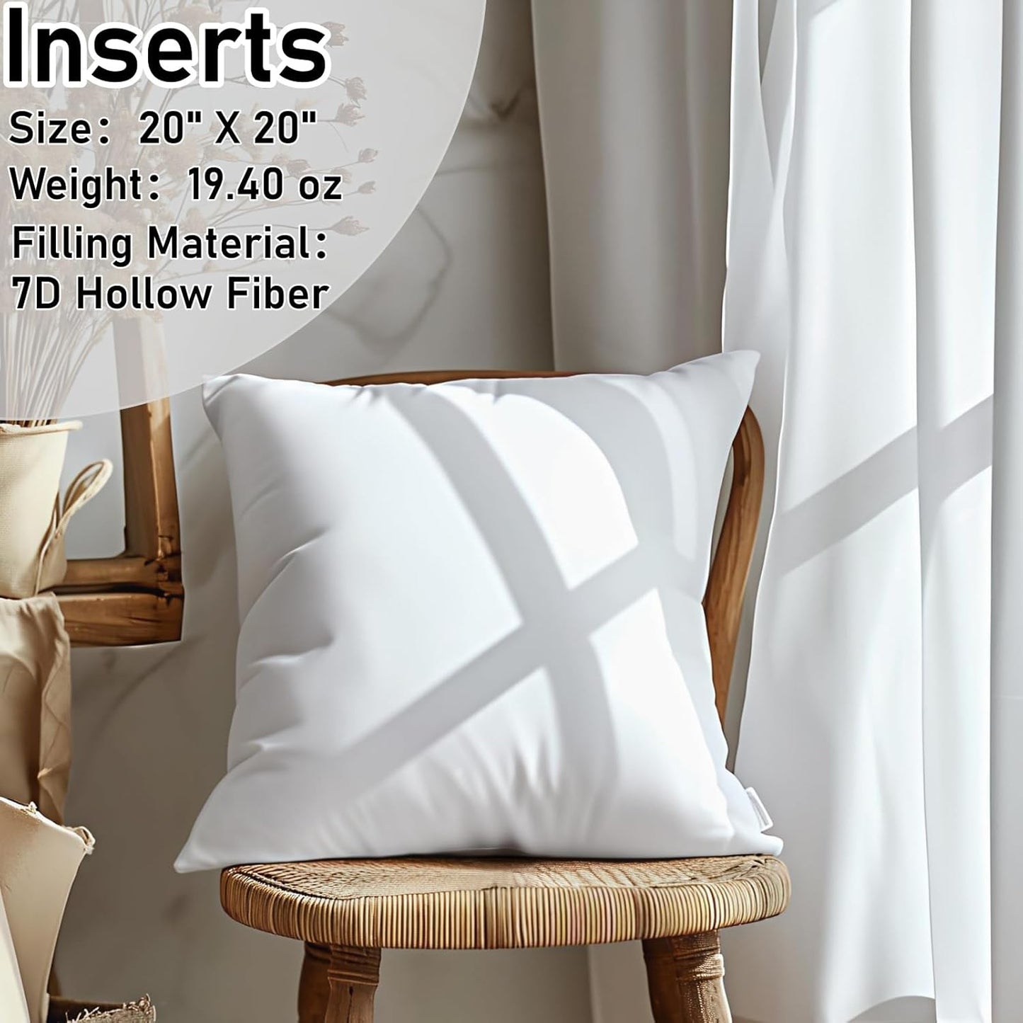 Decorative Throw Pillow with Inserts, Set of 2 Soft Faux Fur Throw Pillows, Square Boho Striped Pillow for Couch, Bed, Sofa Decor(Beige, 18" x 18")