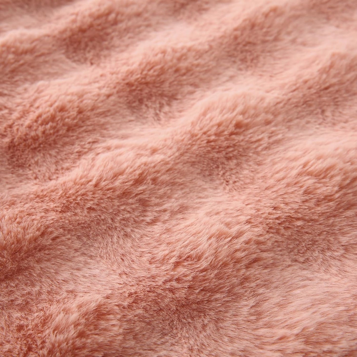 Faux Fur Plush Pillow with Inserts Set of 2, Soft 18" x 18" Decorative Throw Pillows, Square Boho Medium Plaid Pillow for Couch, Bed, Sofa Bedroom Decor (Pink)