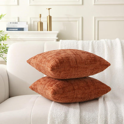 18" x 18" Decorative Throw Pillow with Inserts, Set of 2 Soft Modern Farmhouse Throw Pillows, Square Boho Pillow for Couch, Bed, Sofa Decor (Brick-red, 18" x 18"(Pack of 2))