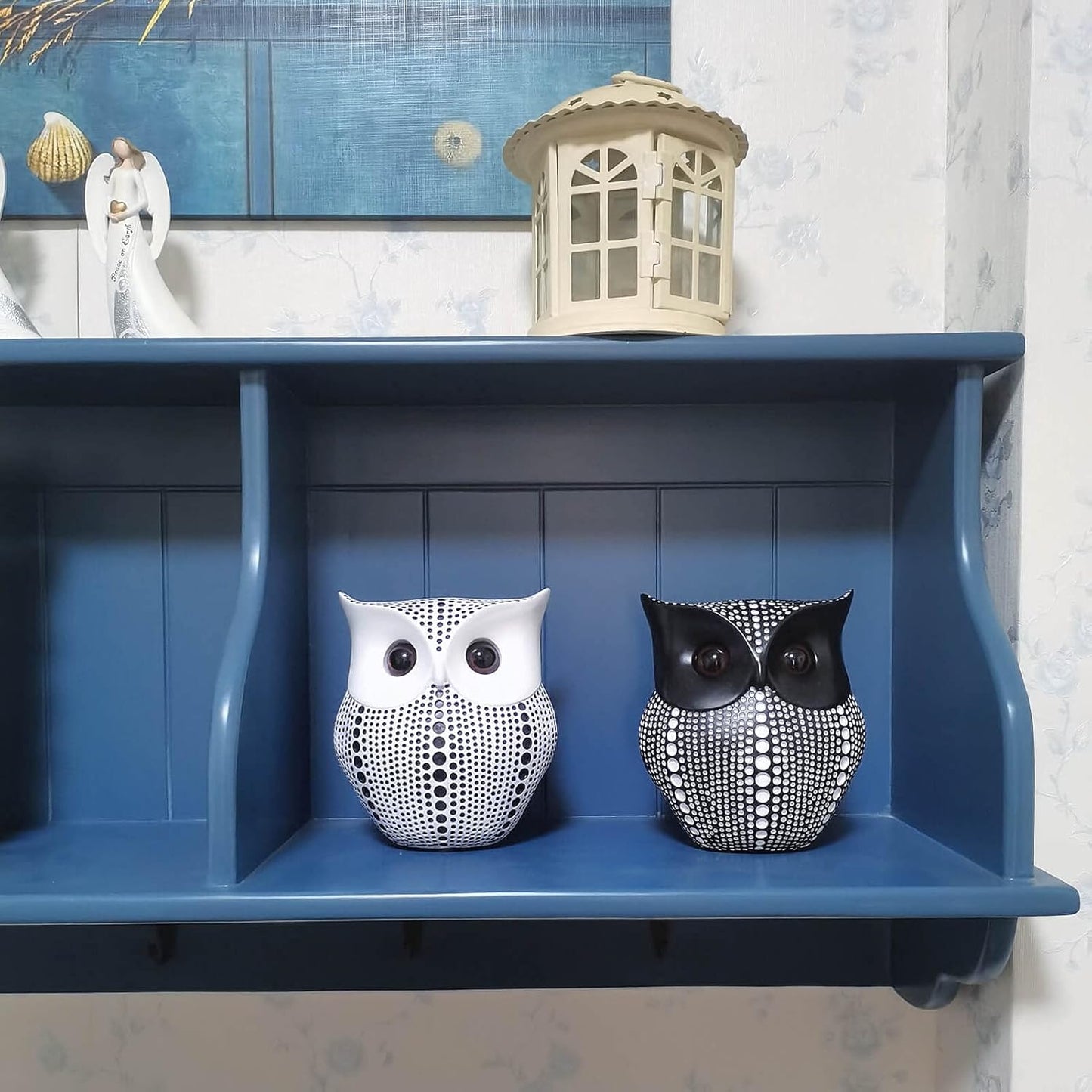 Resin Owl Statue Home Decor - Black Owl Sculpture, Bird Statue, Small Accents for Bedroom, Office, Garden, Bookshelf, TV Stand Figurines(Black)