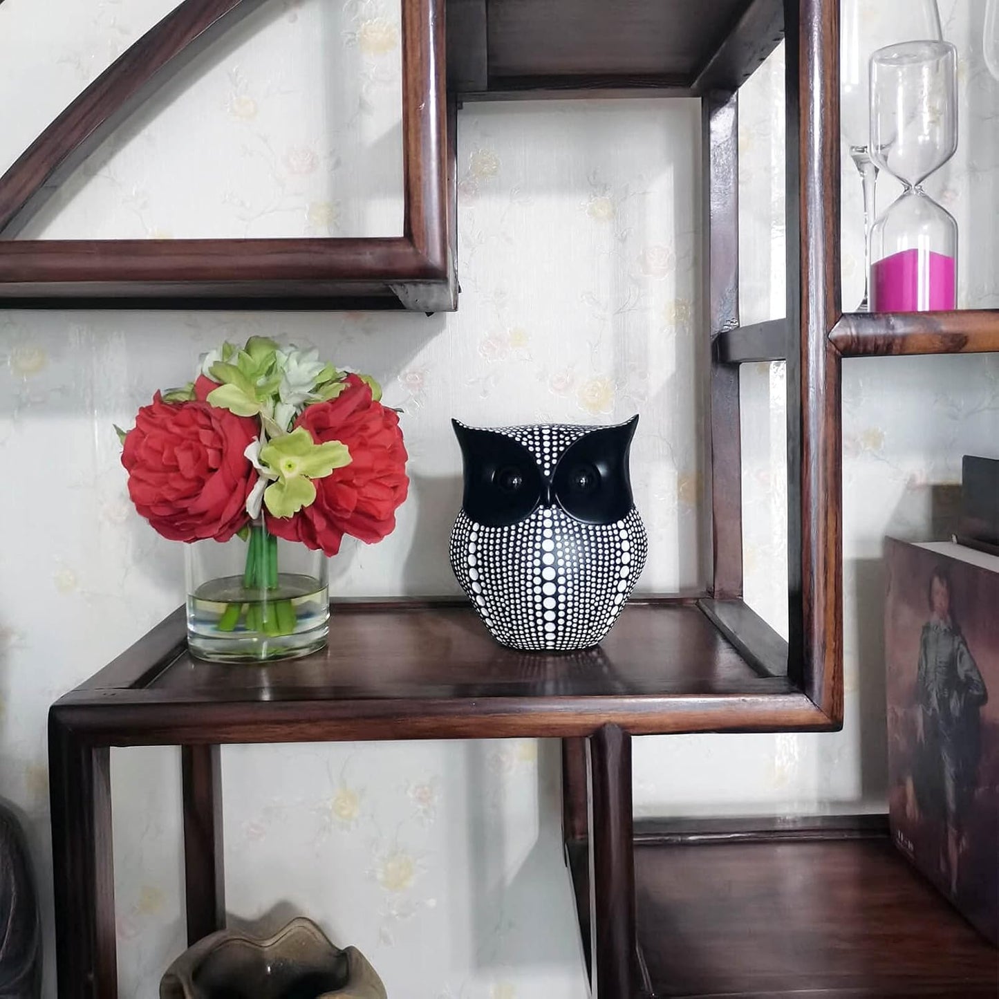 Resin Owl Statue Home Decor - Black Owl Sculpture, Bird Statue, Small Accents for Bedroom, Office, Garden, Bookshelf, TV Stand Figurines(Black)