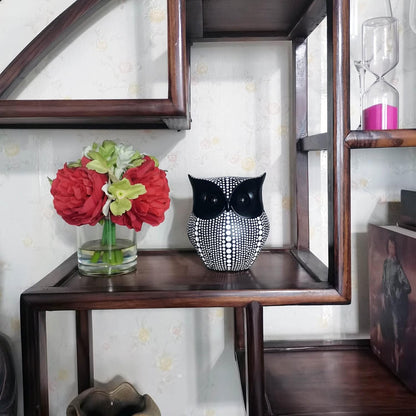 Resin Owl Statue Home Decor - Black Owl Sculpture, Bird Statue, Small Accents for Bedroom, Office, Garden, Bookshelf, TV Stand Figurines(Black)