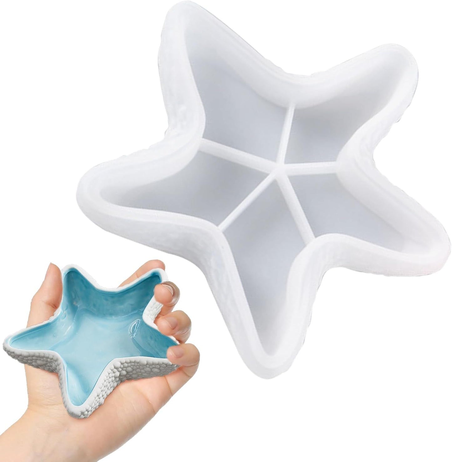 Starfish Tray Silicone Mold, Candle Holder Jewelry Plate Silicone Mold for Epoxy Resin, Trinkets Container Storage Dish Mould for Resin Concrete Cement Art Craft DIY Home Decor