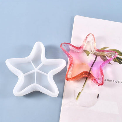 Starfish Tray Silicone Mold, Candle Holder Jewelry Plate Silicone Mold for Epoxy Resin, Trinkets Container Storage Dish Mould for Resin Concrete Cement Art Craft DIY Home Decor
