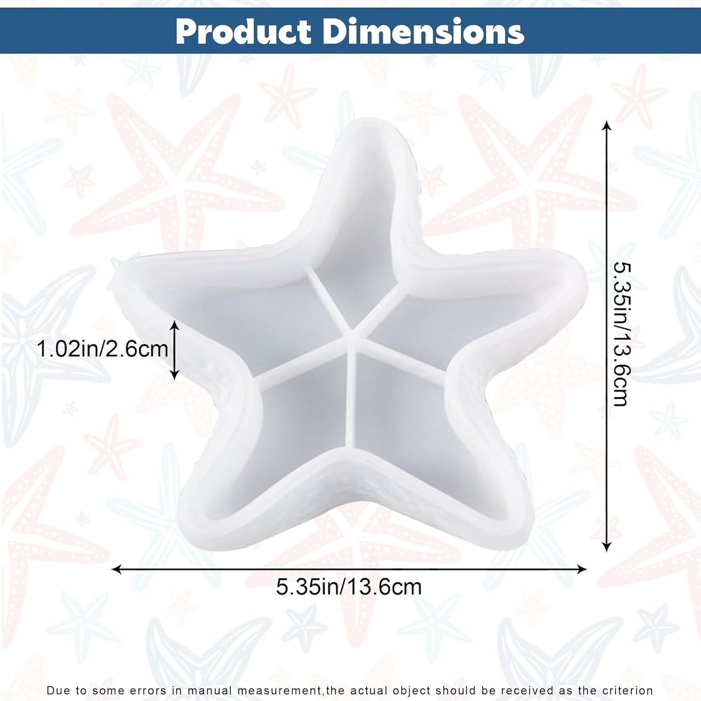 Starfish Tray Silicone Mold, Candle Holder Jewelry Plate Silicone Mold for Epoxy Resin, Trinkets Container Storage Dish Mould for Resin Concrete Cement Art Craft DIY Home Decor