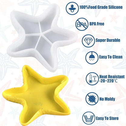 Starfish Tray Silicone Mold, Candle Holder Jewelry Plate Silicone Mold for Epoxy Resin, Trinkets Container Storage Dish Mould for Resin Concrete Cement Art Craft DIY Home Decor