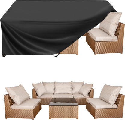 Patio Furniture Covers, Outdoor Furniture Covers Waterproof, Heavy Duty Oxford Patio Table Cover for Outdoor Table, Chair, Sofa, Desk (Black, 108"L x 82"W x 28"H)
