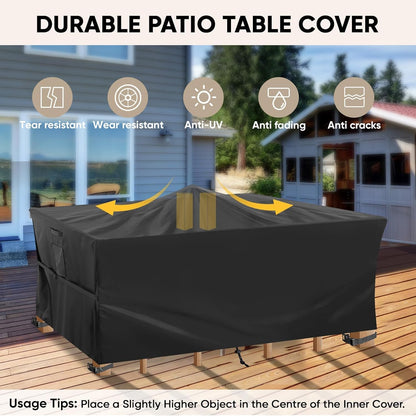 Patio Furniture Covers, Outdoor Furniture Covers Waterproof, Heavy Duty Oxford Patio Table Cover for Outdoor Table, Chair, Sofa, Desk (Black, 108"L x 82"W x 28"H)