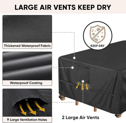 Patio Furniture Covers, Outdoor Furniture Covers Waterproof, Heavy Duty Oxford Patio Table Cover for Outdoor Table, Chair, Sofa, Desk (Black, 108"L x 82"W x 28"H)