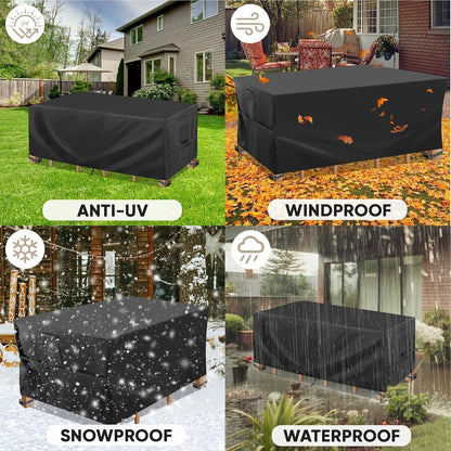 Patio Furniture Covers, Outdoor Furniture Covers Waterproof, Heavy Duty Oxford Patio Table Cover for Outdoor Table, Chair, Sofa, Desk (Black, 108"L x 82"W x 28"H)