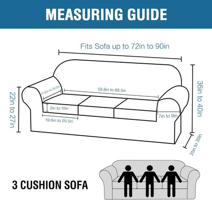 4 Pieces Thick Velvet Sofa Covers Couch Covers for 3 Chion Couch Sofa High Stretch Slipcovers Furniture Protector Form Fit Luxury Couch Cover for Dogs Width Up to 90 Inch(Sofa,Grey)