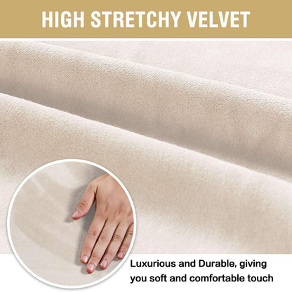 Dining Chair Covers Velvet Stretch Chair Covers for Dining Room Set of 6 Parson Chair Slipcovers Chair Protectors Covers, Soft Thick Solid Velvet Fabric Washable, Ivory
