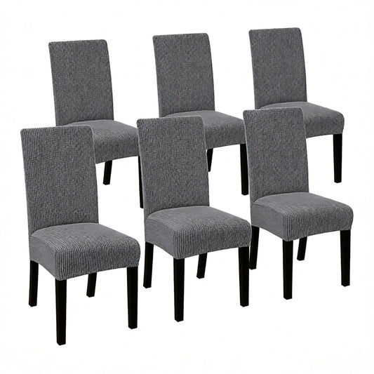 100% Waterproof Dining Chair Covers Stretch Chair Covers for Dining Room Set of 6 Parson Chair Slipcovers Chair Protectors Covers Dining, Soft Thick Solid Fleece Fabric Washable,Dark Gray