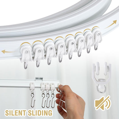 Ceiling Curtain Track Flexible Bendable Ceiling Mount for Curtain Rail 16.4ft (5M) Room Divider Curtain Track Systerm for RV Bay Window Curved Curtain Track for Bunk Bed Curtain, White