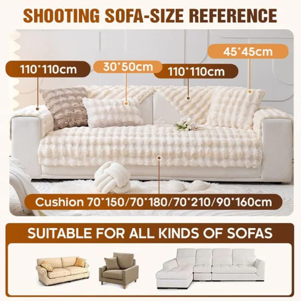 Super Soft Plush Non-Slip Sofa Cushion Covers, Thick Rabbit Plush Sofa Cushion Super Soft Faux Fur Throw Pillow Cover, Fluffy Couch Cushion Covers (Dark Grey, Sofa Cushion 110 * 110cm)