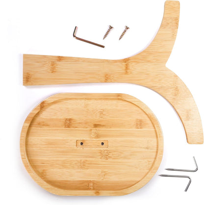 Double Hooks Banana Hanger Stand, 14 Inch Wood Holder, Stable Keeper for Kitchen Countertop