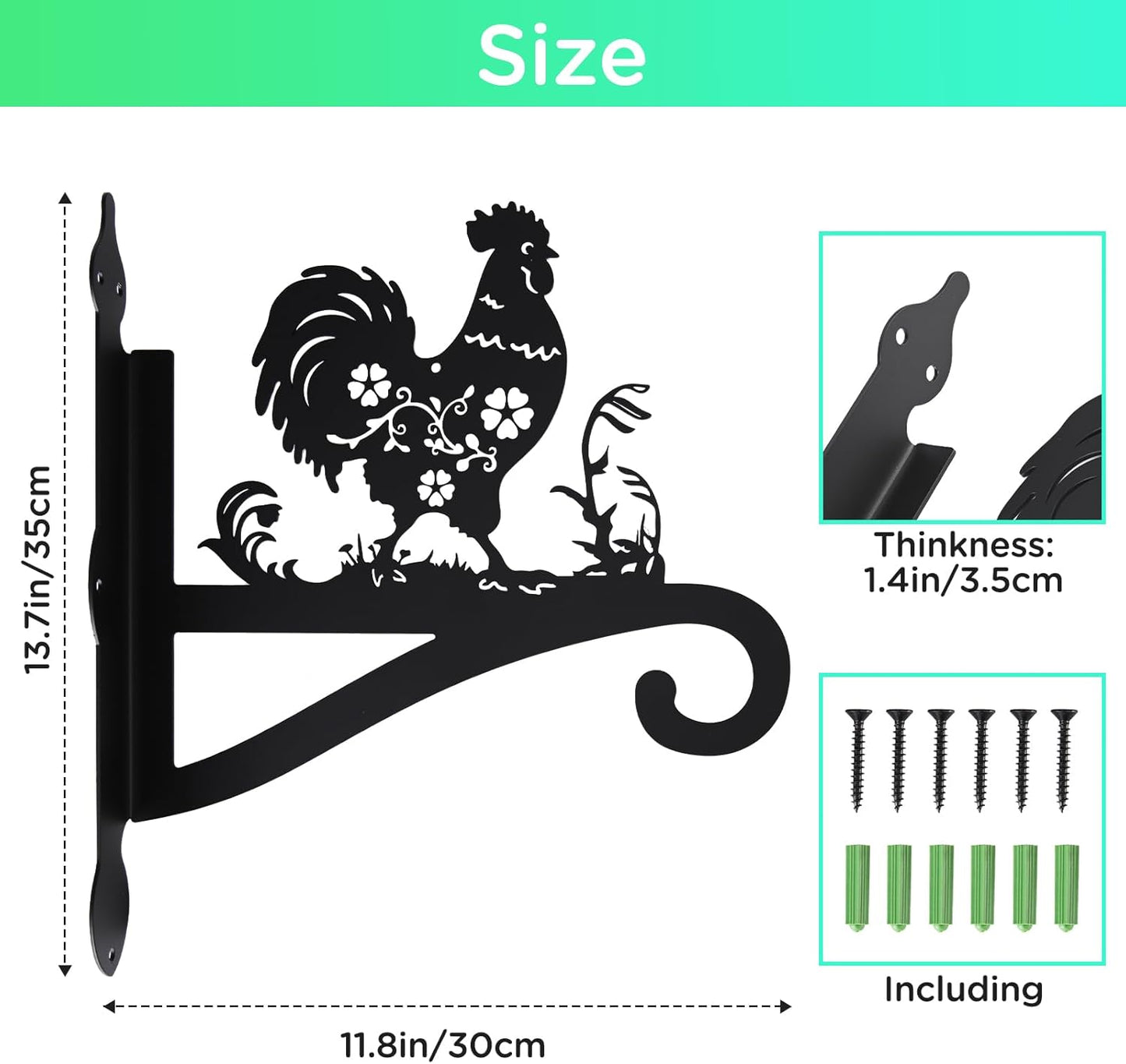Plant Hanger Outdoor & Indoor, Chicken Decor Hanging Basket Hooks, Wall Hangers for Plant, Flower Basket, Bird Feeder, Lantern, Wind Chimes, Coop Accessories-Patio, Garden, Home