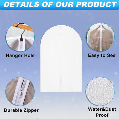 100 Pcs 24'' x 32'' Clear Garment Bags Full Zipper Suit Lightweight Clothes Cover for Hanging PEVA Protectors Breathable Dust Plastic