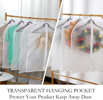 100 Pcs 24'' x 32'' Clear Garment Bags Full Zipper Suit Lightweight Clothes Cover for Hanging PEVA Protectors Breathable Dust Plastic