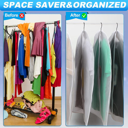 100 Pcs 24'' x 32'' Clear Garment Bags Full Zipper Suit Lightweight Clothes Cover for Hanging PEVA Protectors Breathable Dust Plastic