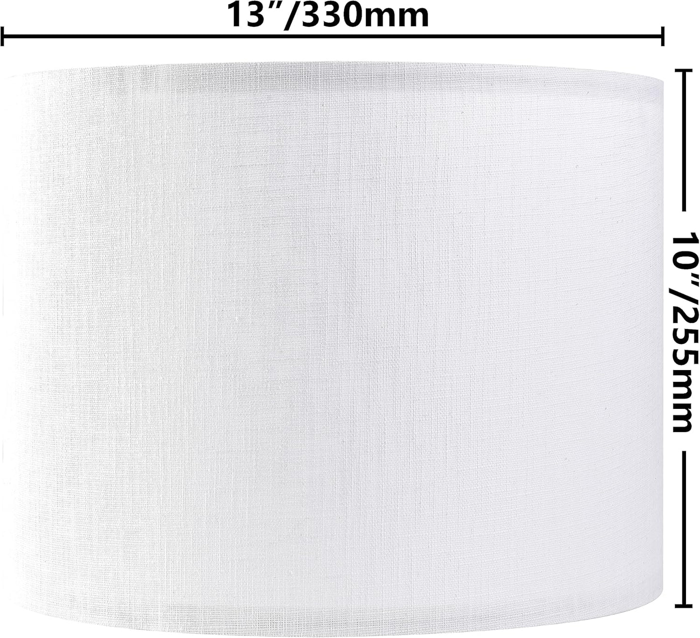 Set of 2 Pure White Linen Drum Lamp Shade 13" Top x Bottom 10" High (Spider) Contemporary Shades for Table Lamps & Bedside Replacement Lampshade - Petluno Assembly is Required White-Texture 13*13*10