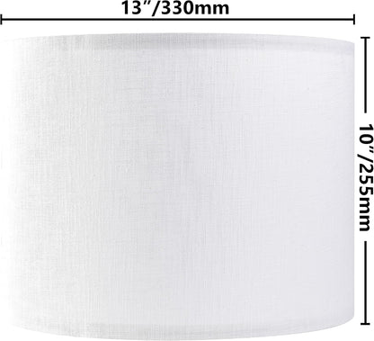 Set of 2 Pure White Linen Drum Lamp Shade 13" Top x Bottom 10" High (Spider) Contemporary Shades for Table Lamps & Bedside Replacement Lampshade - Petluno Assembly is Required White-Texture 13*13*10