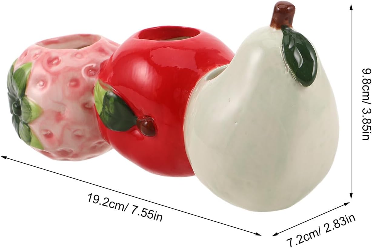Petluno Ceramic Vase in Strawberry Shape Sturdy Durable Flower Pot for Hydroponic Cuttings Decorative Fruit Vase Kitchen Office Shelf Accents
