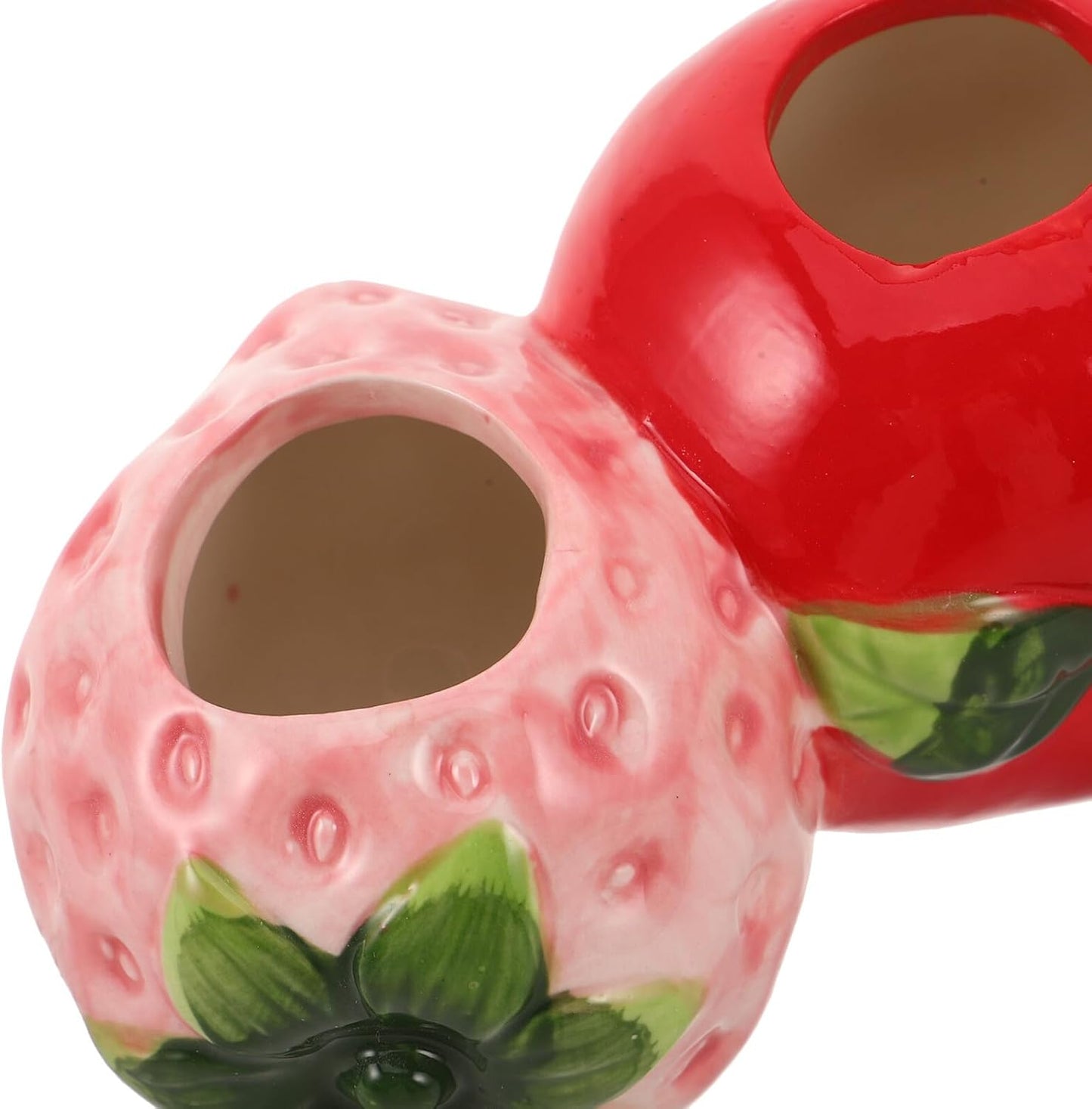 Petluno Ceramic Vase in Strawberry Shape Sturdy Durable Flower Pot for Hydroponic Cuttings Decorative Fruit Vase Kitchen Office Shelf Accents