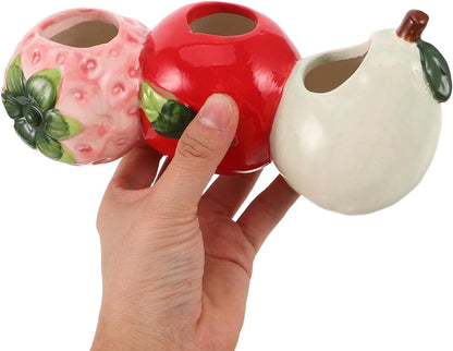 Petluno Ceramic Vase in Strawberry Shape Sturdy Durable Flower Pot for Hydroponic Cuttings Decorative Fruit Vase Kitchen Office Shelf Accents