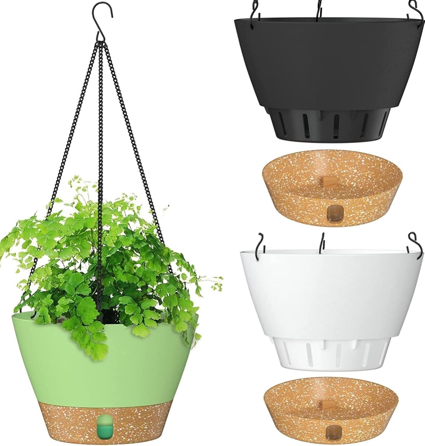 Petluno Hanging Lamps, set of 3, diameter 25 cm, flowers, hanging pot, plastic flower pots for outdoor use with outdoor saucer, garden decoration, balcony, living room (3 colours)
