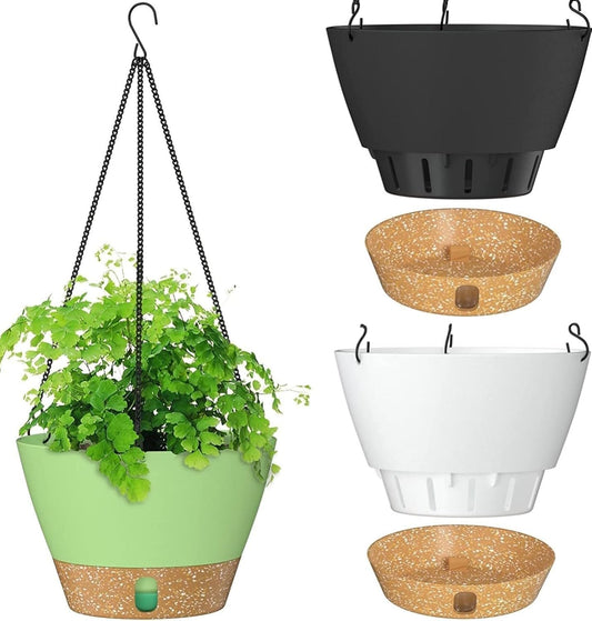 Petluno Hanging Lamps, set of 3, diameter 25 cm, flowers, hanging pot, plastic flower pots for outdoor use with outdoor saucer, garden decoration, balcony, living room (3 colours)