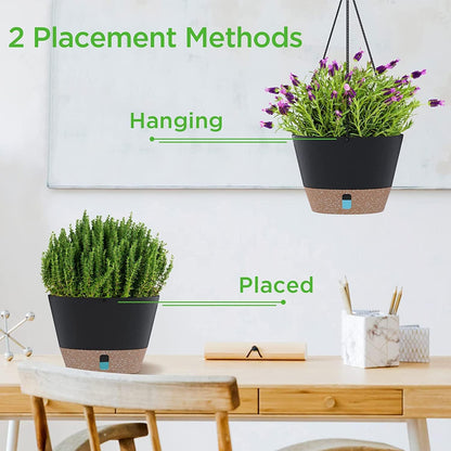 Petluno Hanging Lamps, set of 3, diameter 25 cm, flowers, hanging pot, plastic flower pots for outdoor use with outdoor saucer, garden decoration, balcony, living room (3 colours)