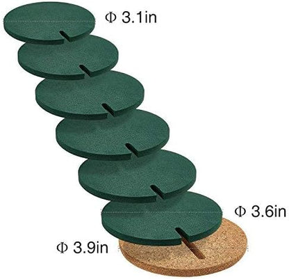 Flee 6-Piece Green Coaster Set with Flower Pot Shaped Holder for Drinks,Coffee,Cup