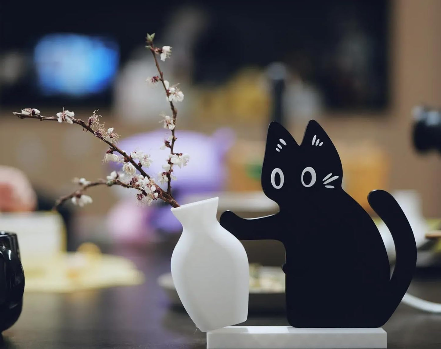Cat Push Flower Vase for Home Decor Cute Vases for Table Room Decor Unique Lollipop Vases for Women Cat Lover Birthday Gifts (Big)