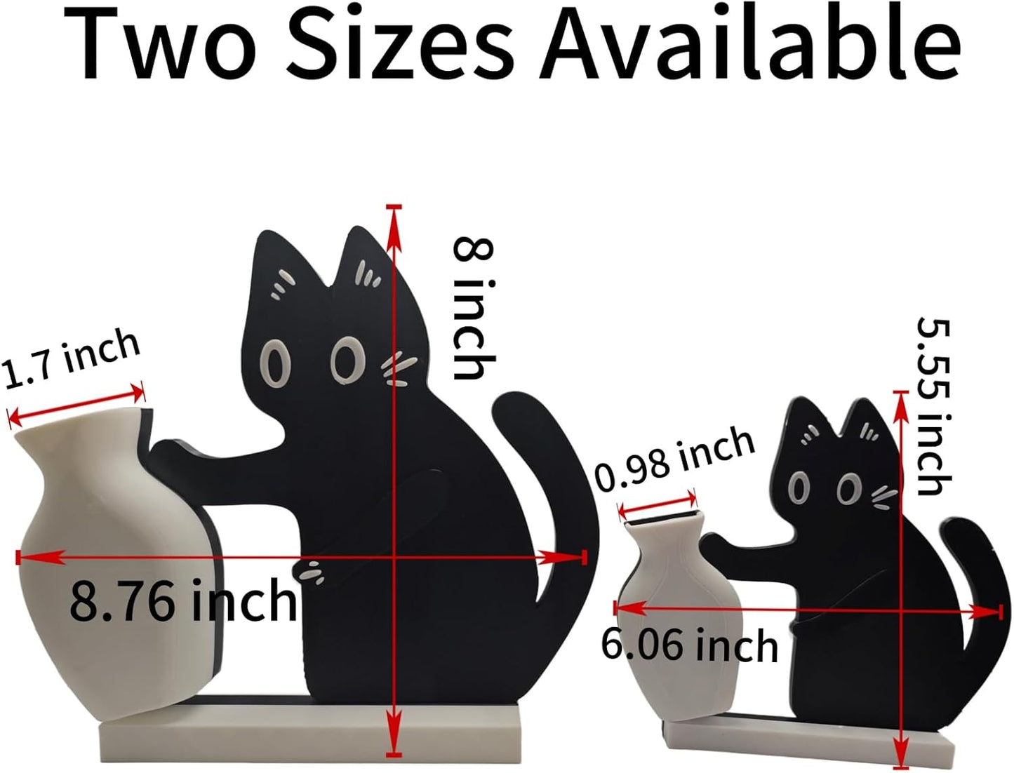 Cat Push Flower Vase for Home Decor Cute Vases for Table Room Decor Unique Lollipop Vases for Women Cat Lover Birthday Gifts (Big)