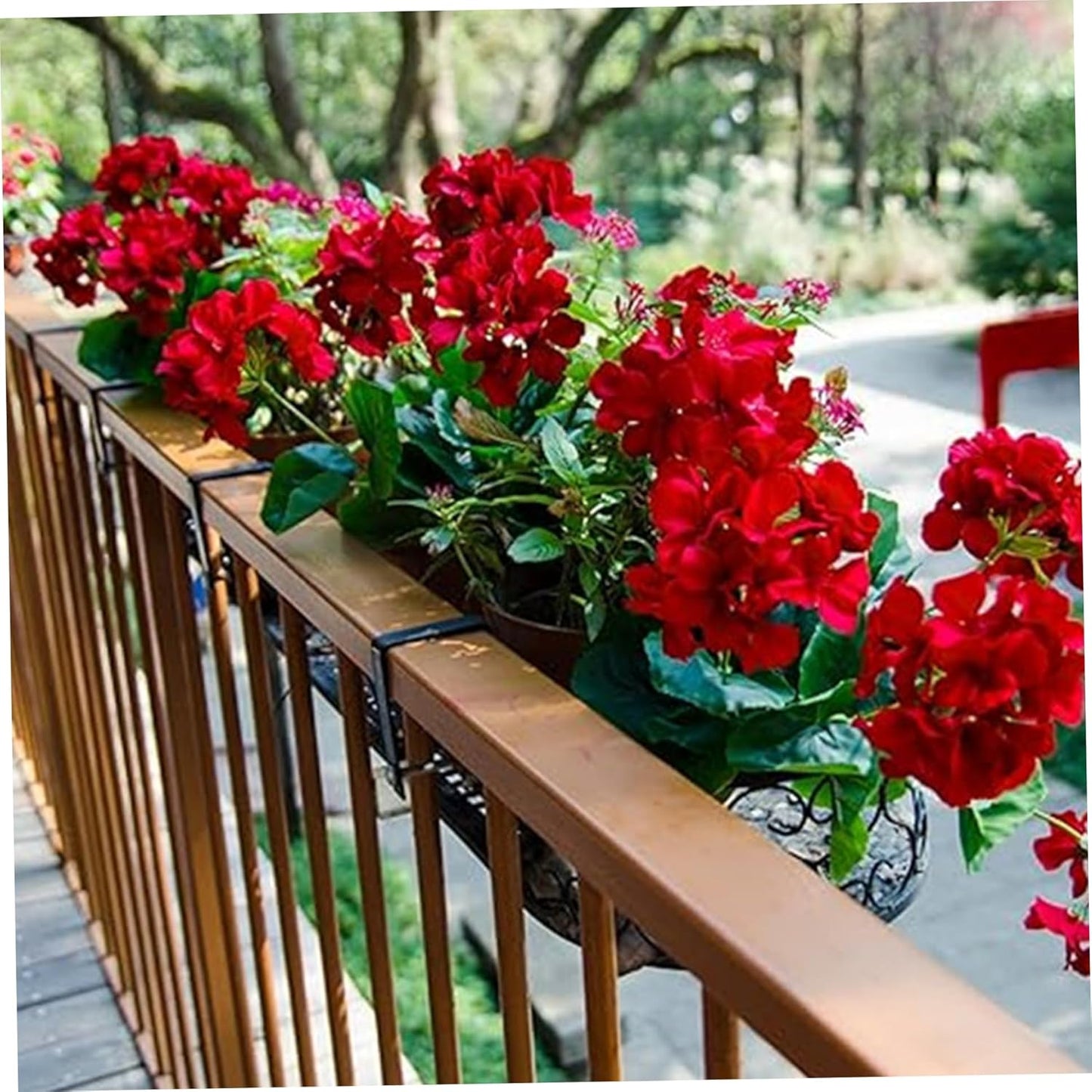 6Pcs Artificial Geraniums 14 Inch Lifelike Artificial Flowers with Adjustable Branches Long Lasting Vibrant Silk Geranium for Indoor, Outdoor, Red
