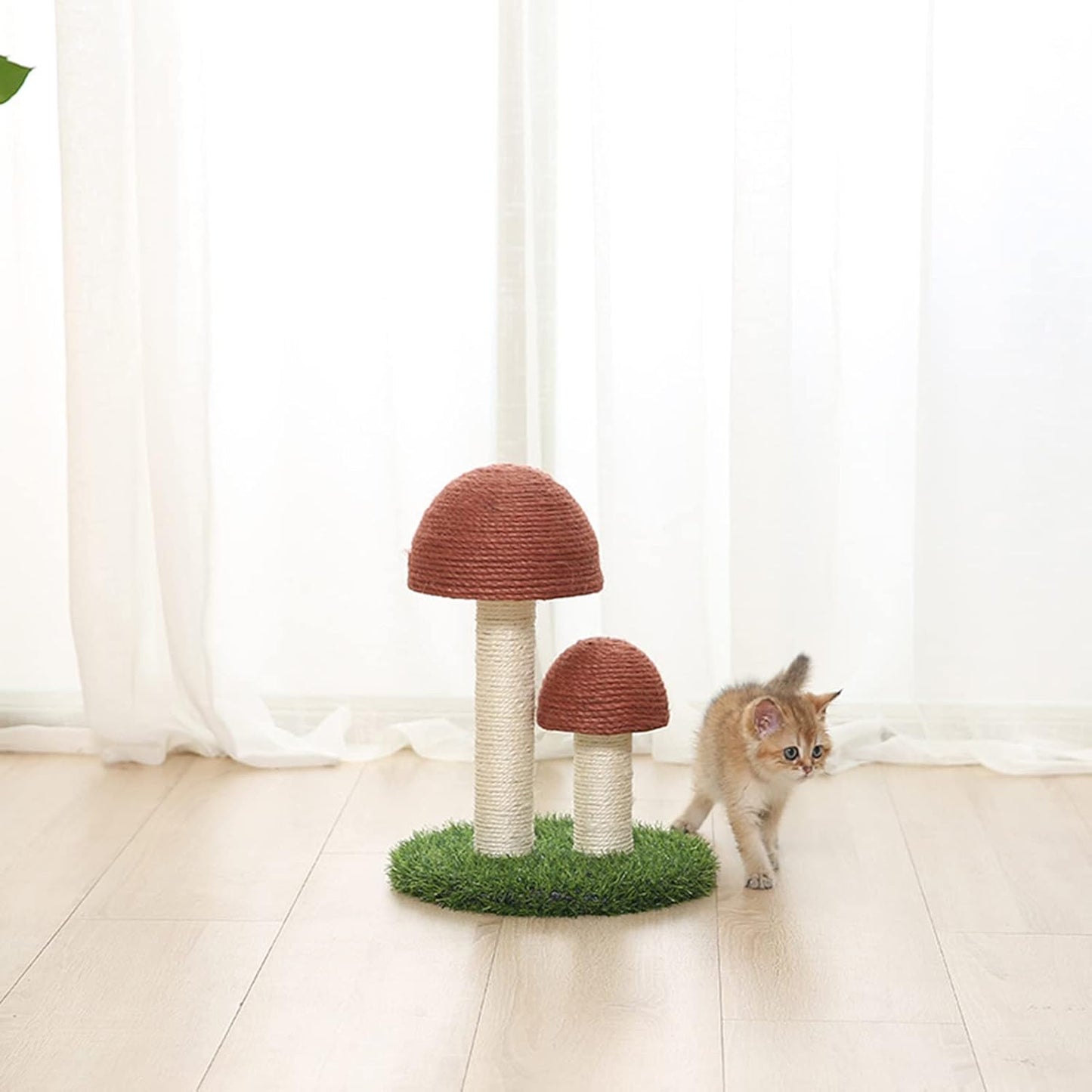 Mushroom Cat Scratching Post with Natural Sisal, Simulation Lawn Cat Climbing Shelf, Multifunctional Cat Toys Scratching Board for Play and Rest, Cat Furniture Protector
