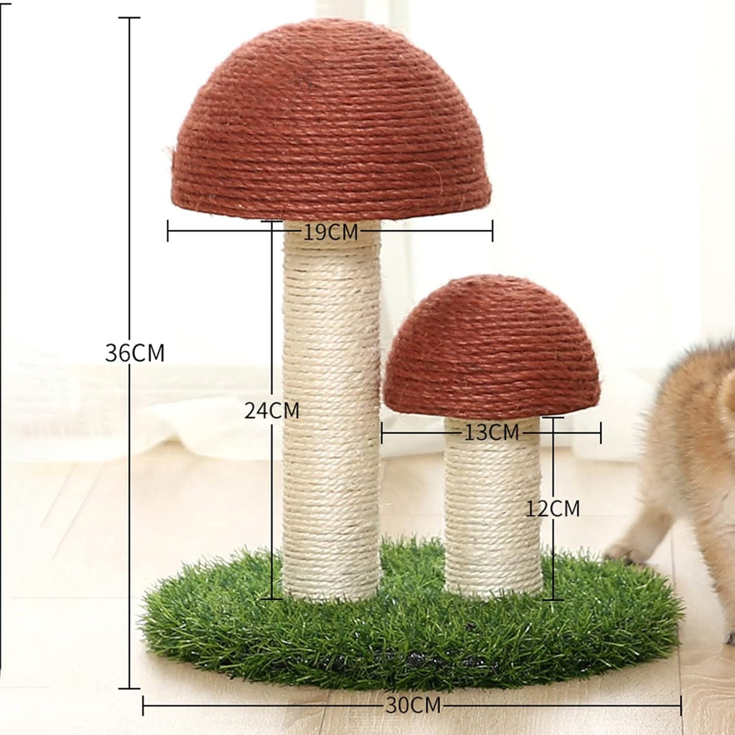 Mushroom Cat Scratching Post with Natural Sisal, Simulation Lawn Cat Climbing Shelf, Multifunctional Cat Toys Scratching Board for Play and Rest, Cat Furniture Protector