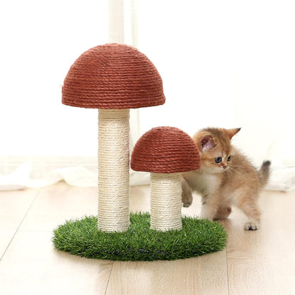 Mushroom Cat Scratching Post with Natural Sisal, Simulation Lawn Cat Climbing Shelf, Multifunctional Cat Toys Scratching Board for Play and Rest, Cat Furniture Protector