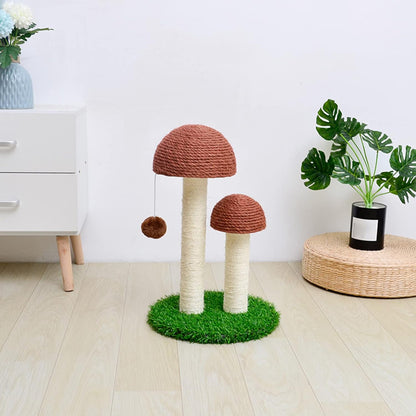 Mushroom Cat Scratching Post with Natural Sisal, Simulation Lawn Cat Climbing Shelf, Multifunctional Cat Toys Scratching Board for Play and Rest, Cat Furniture Protector