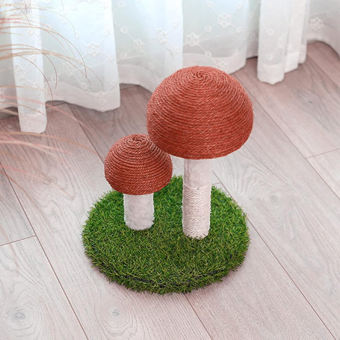 Mushroom Cat Scratching Post with Natural Sisal, Simulation Lawn Cat Climbing Shelf, Multifunctional Cat Toys Scratching Board for Play and Rest, Cat Furniture Protector