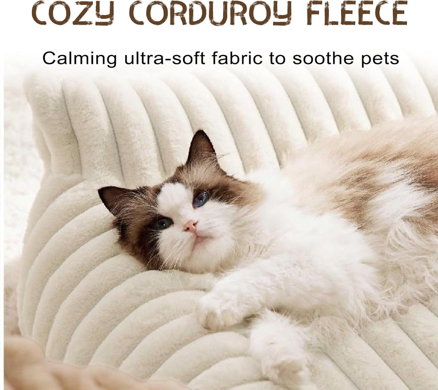 Cat Couch Bed Cute Pet Sofa Bed for Small Medium Large Cats Dogs Indoor with Non-Slip Bottom Washable Cover Fluffy Soft Comfortable Supportive Removable Cover Easy Maintenance Plush Cushion