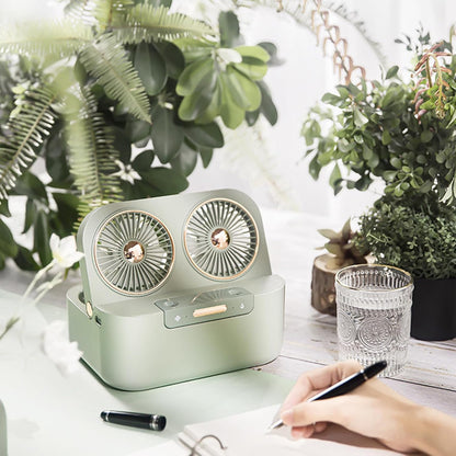 1.4L 2 in 1 Humidifier Fan USB Rechargeable 4000mAh Ultra-quiet Dual Head Cooling Fan Desktop Air Coolers Air Conditioner Humidifier