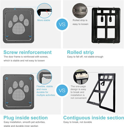 Pet Screen Door Sliding Screen Dogs Door with Magnetic Flap Lock Automatically for Medium Large Dogs