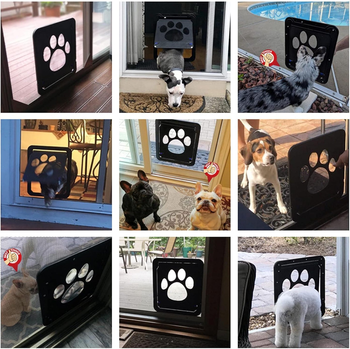 Pet Screen Door Sliding Screen Dogs Door with Magnetic Flap Lock Automatically for Medium Large Dogs