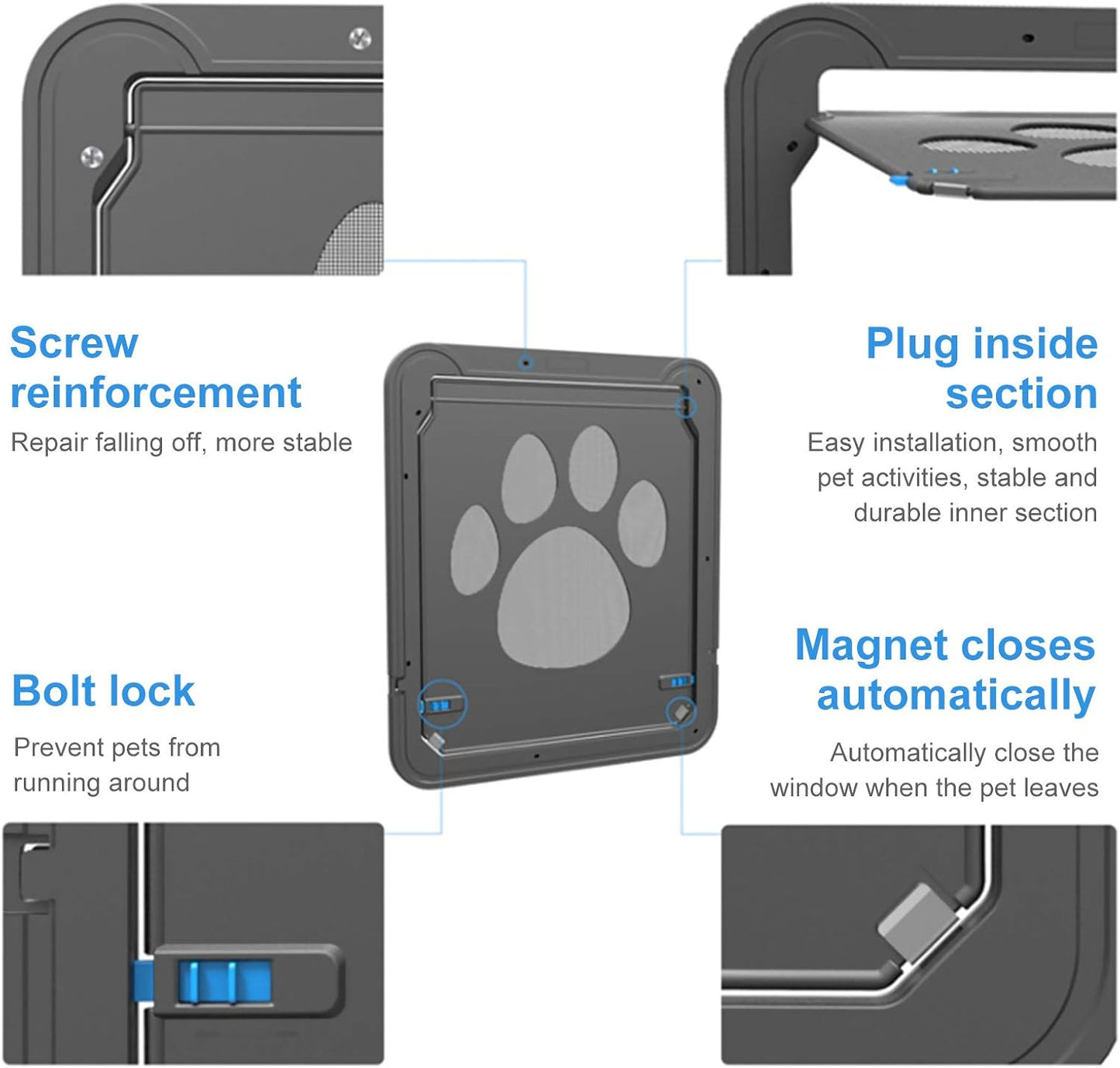 Pet Screen Door Sliding Screen Dogs Door with Magnetic Flap Lock Automatically for Medium Large Dogs